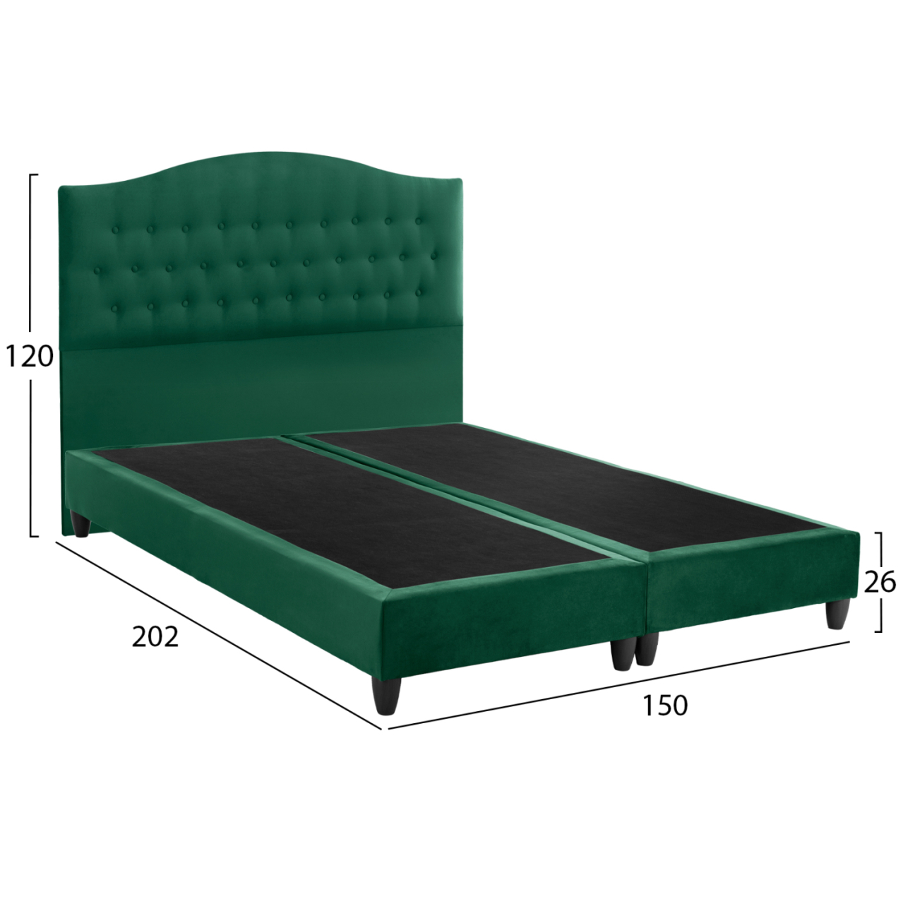 HM638.13 BED MALENA, CYPRESS GREEN VELVET, 150x200 [3]