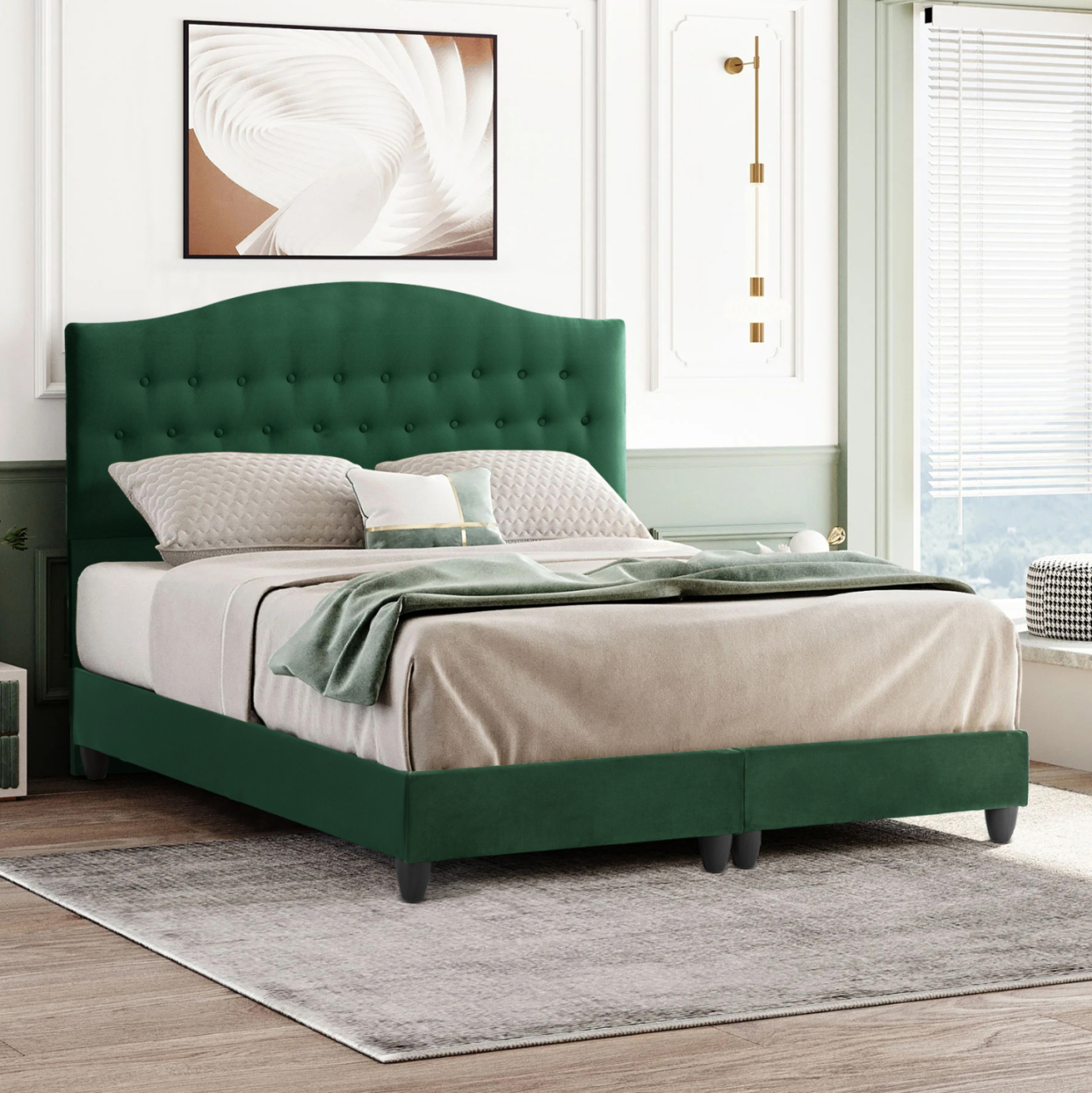 HM638.13 BED MALENA, CYPRESS GREEN VELVET, 150x200 [2]