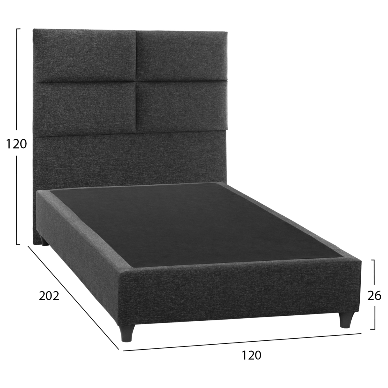 HM646.01 bed MILO, grey fabric, 120x200cm [3]