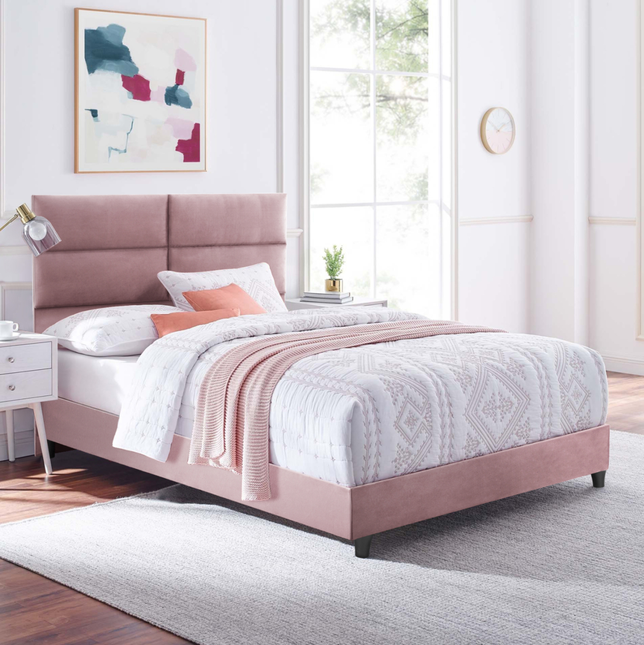 HM646.12 bed MILO, Dusty Pink velvet, 120x200 [2]