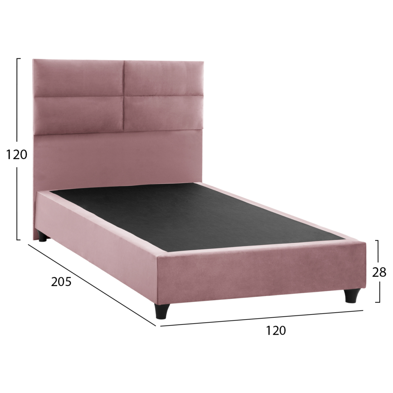 HM646.12 bed MILO, Dusty Pink velvet, 120x200 [3]
