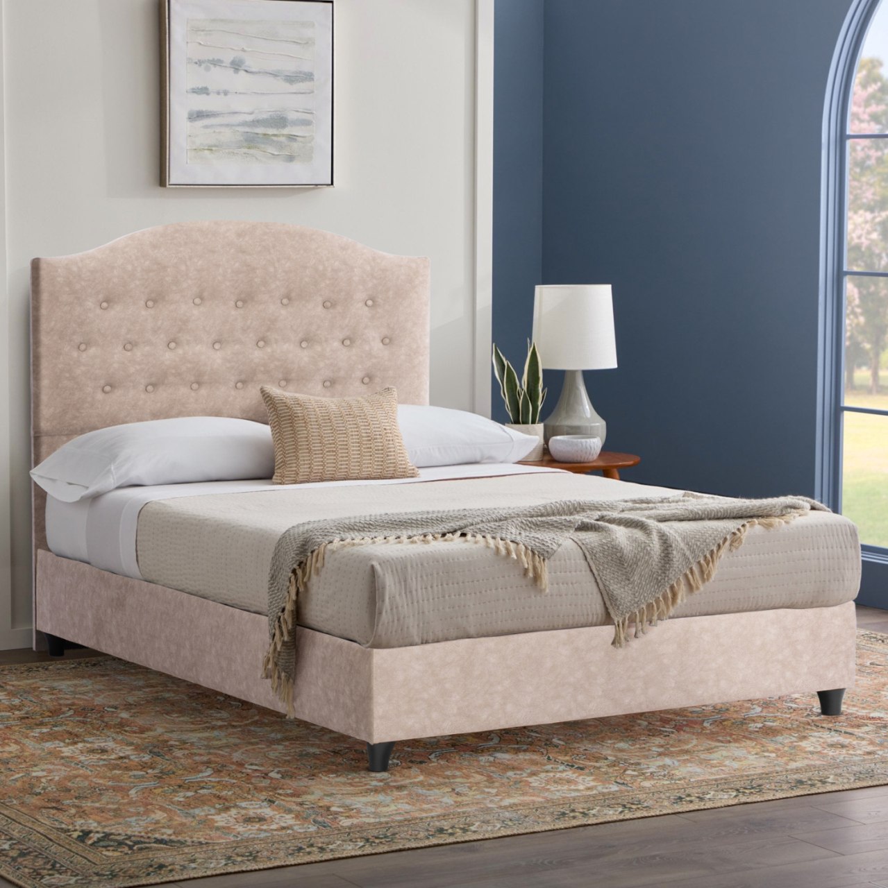 HM647.22 bed MALENA, beige nubuck-type fabric, 120x200 [2]