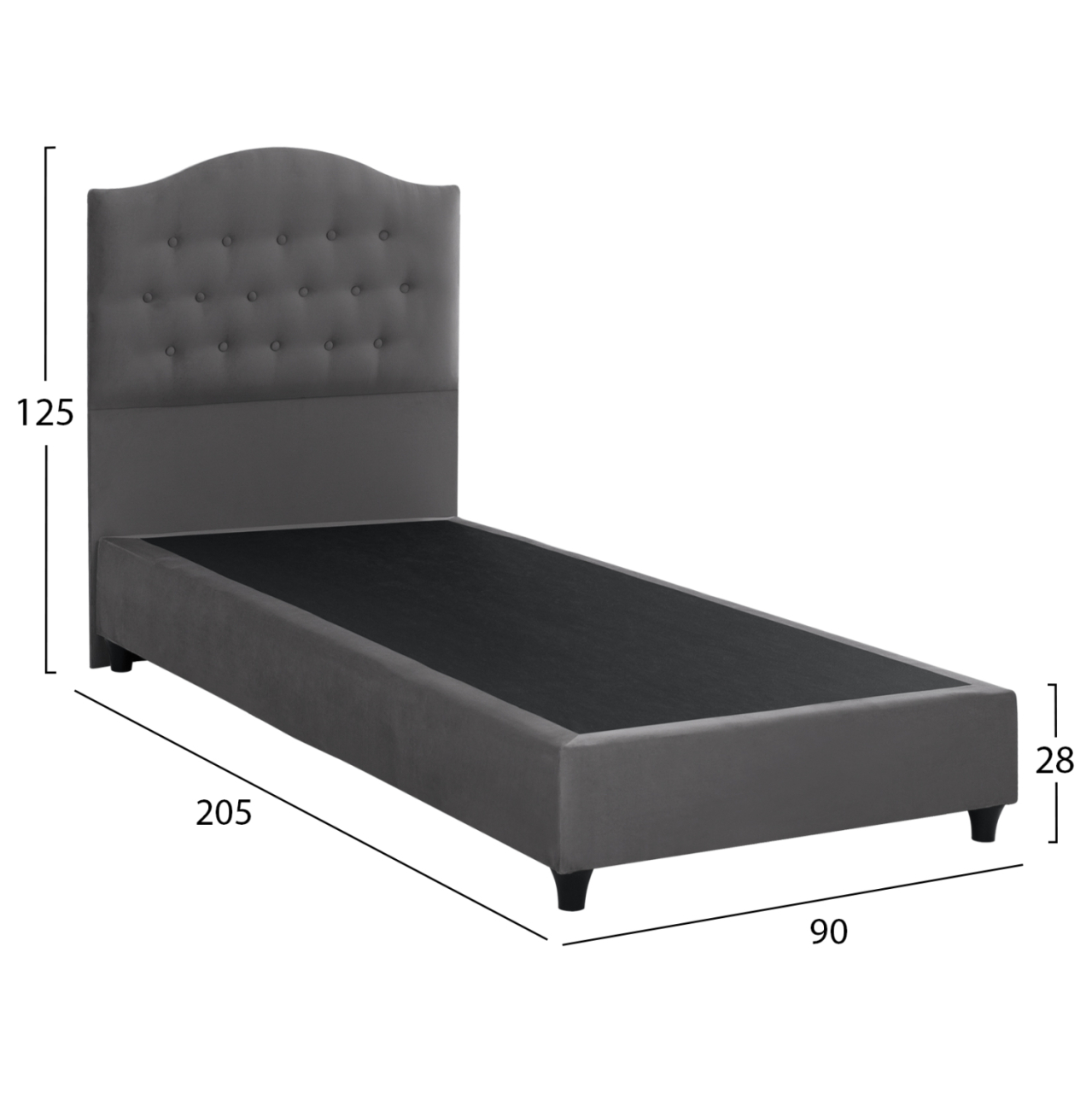 HM651.10 BED MALENA, GREY VELVET, 90x200 [3]