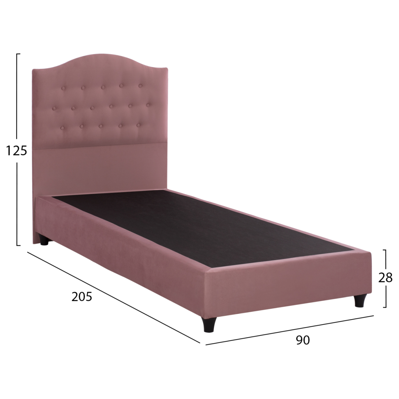 HM651.12 bed MALENA, dusty pink velvet, 90x200 [3]