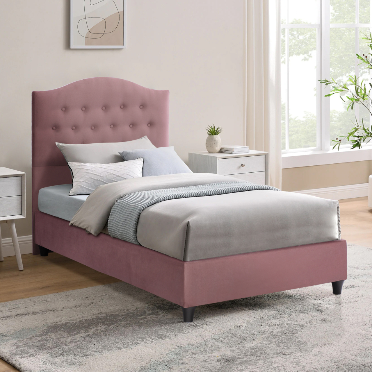 HM651.12 bed MALENA, dusty pink velvet, 90x200 [2]