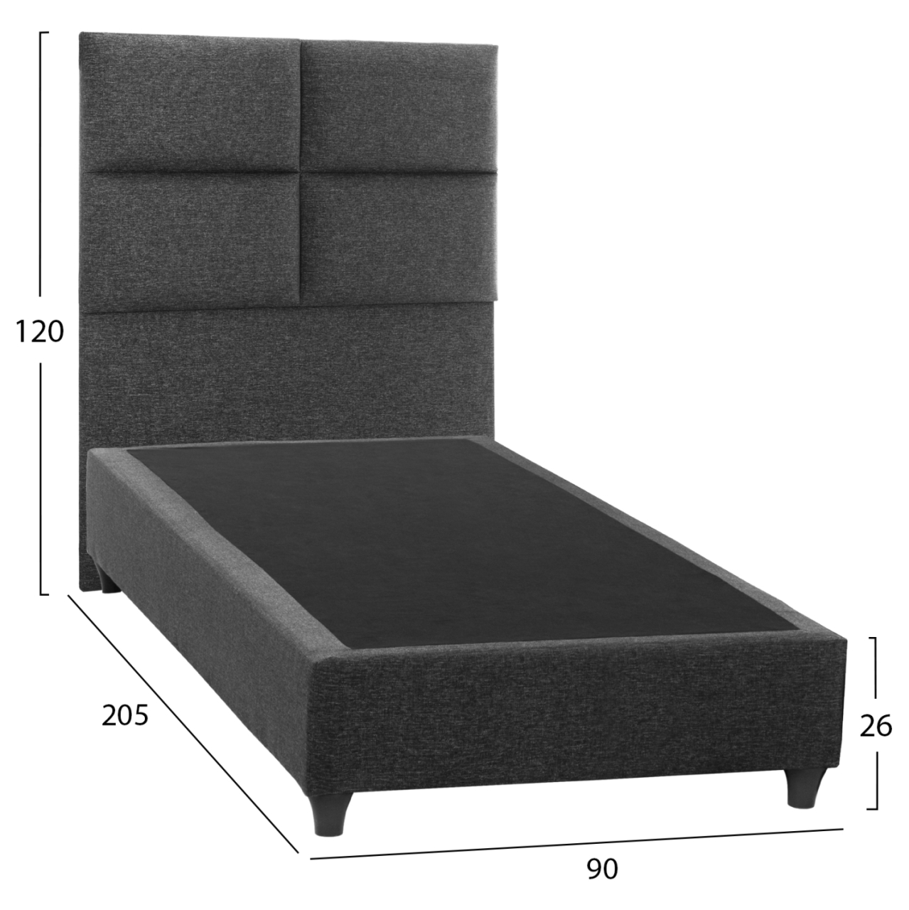 HM652.01 bed MILO, grey fabric, 90x200 [3]