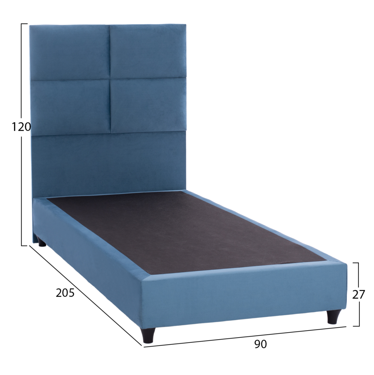 HM652.09 bed MILO, blue velvet, 90x200 [2]