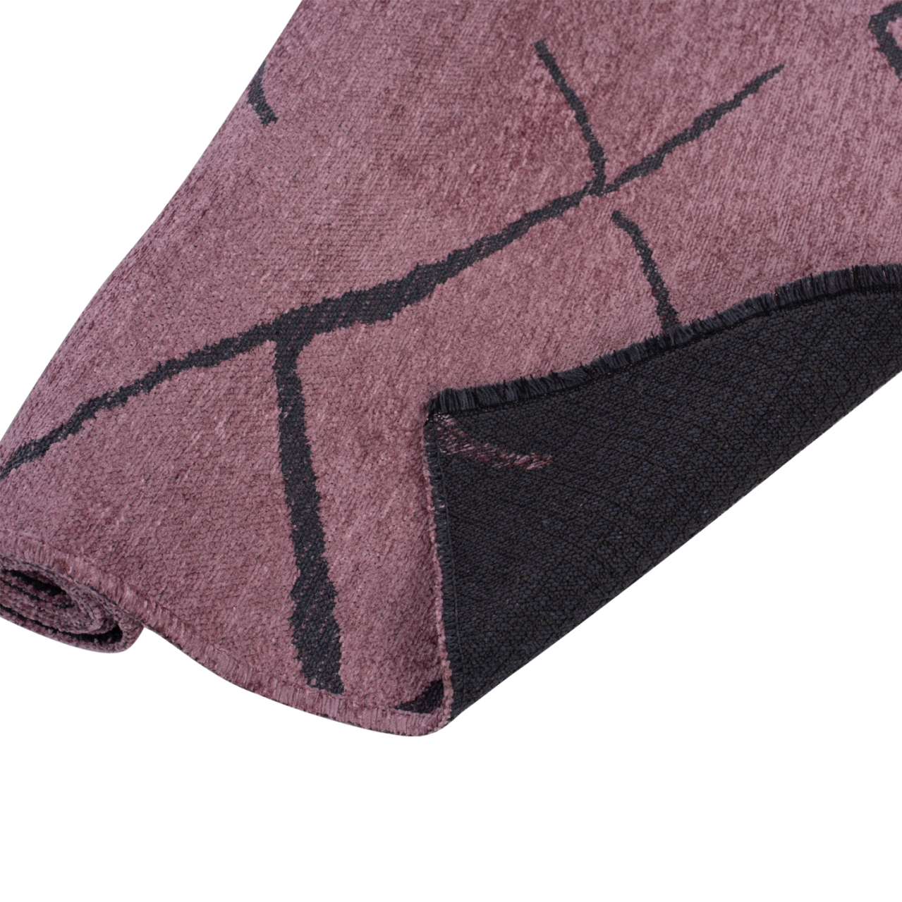 HM7674.06 160Χ230cm, dusty pink-black carpet with self-fringes [4]