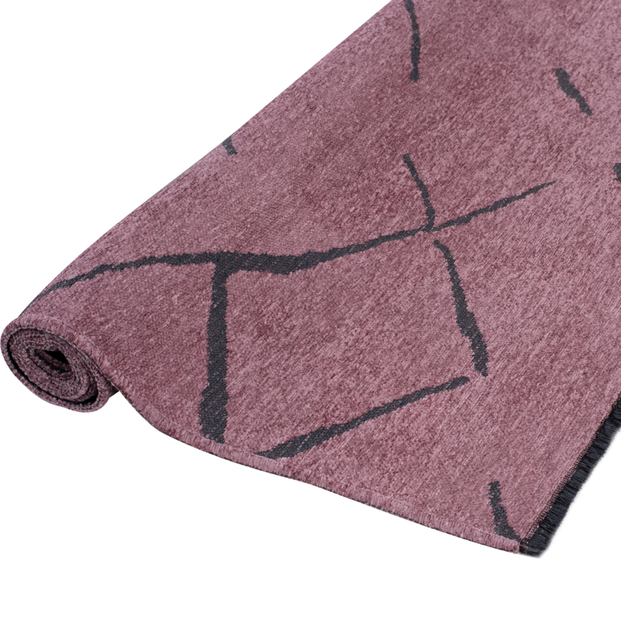 HM7674.06 160Χ230cm, dusty pink-black carpet with self-fringes [3]