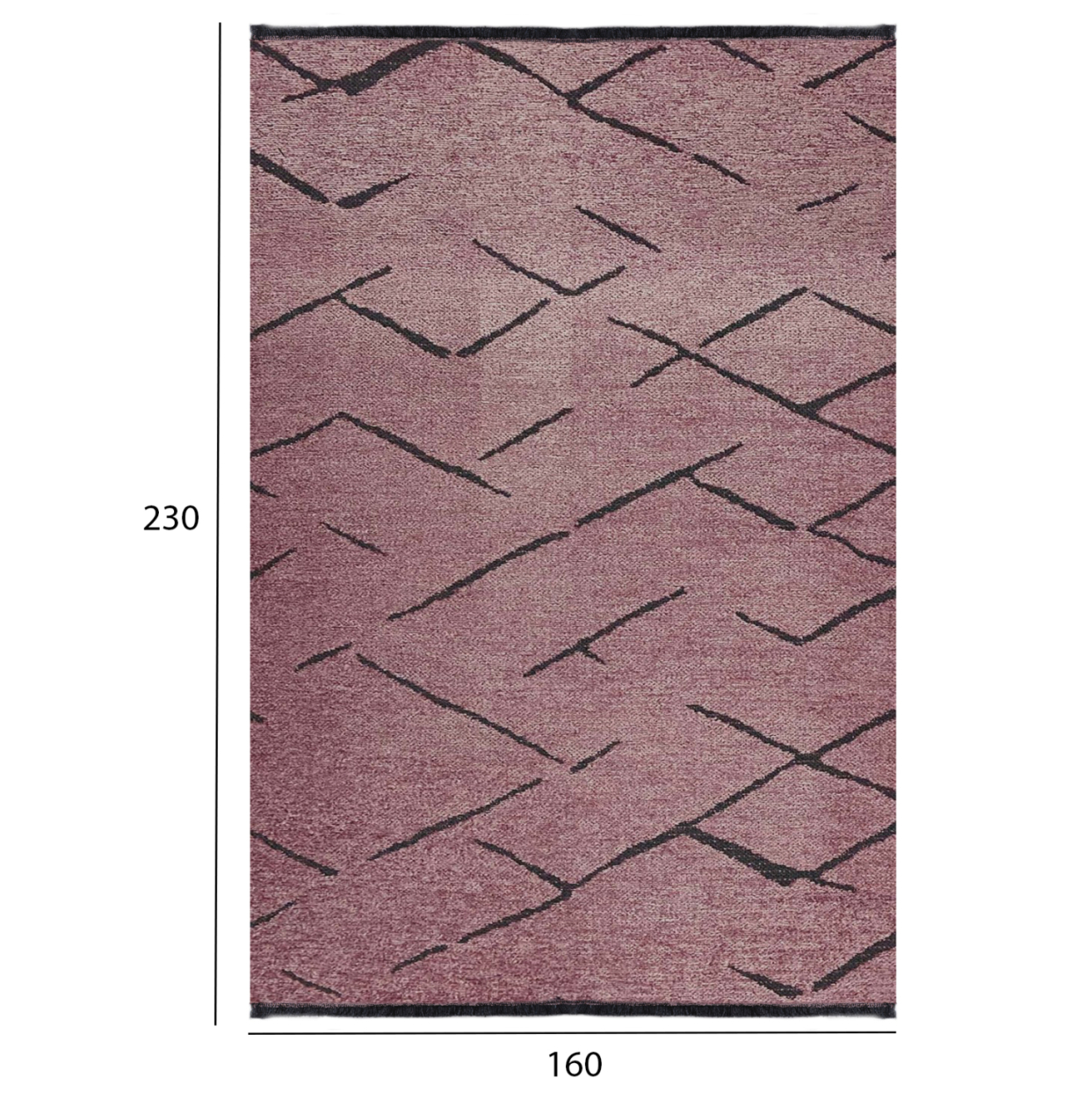 HM7674.06 160Χ230cm, dusty pink-black carpet with self-fringes [2]
