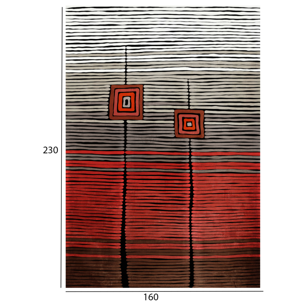 HM7675.26 160X230cm, JOSIANE carpet with fringes, red-black-grey [2]