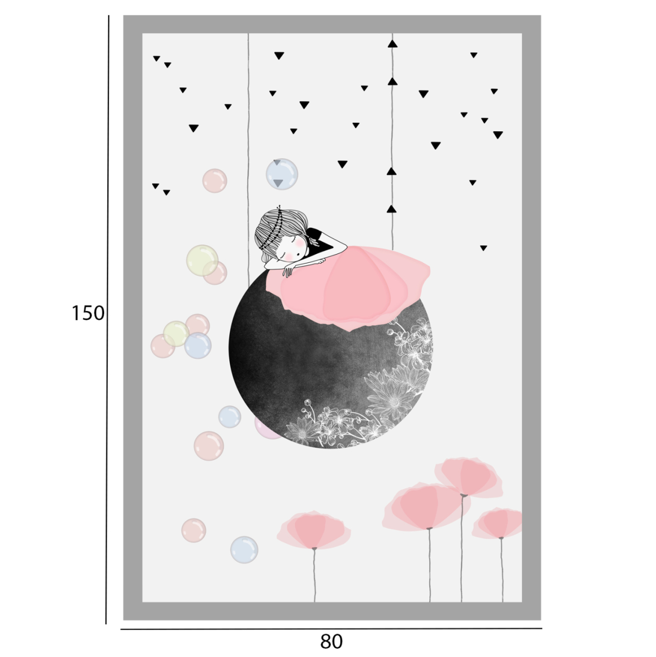 HM7678.01 80Χ150cm, children's rug, white-grey-pink, fringes [2]