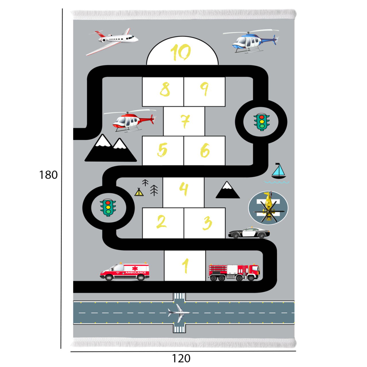 HM7679.10 120Χ180cm, kids carpet with hopscotch game, fringes [2]