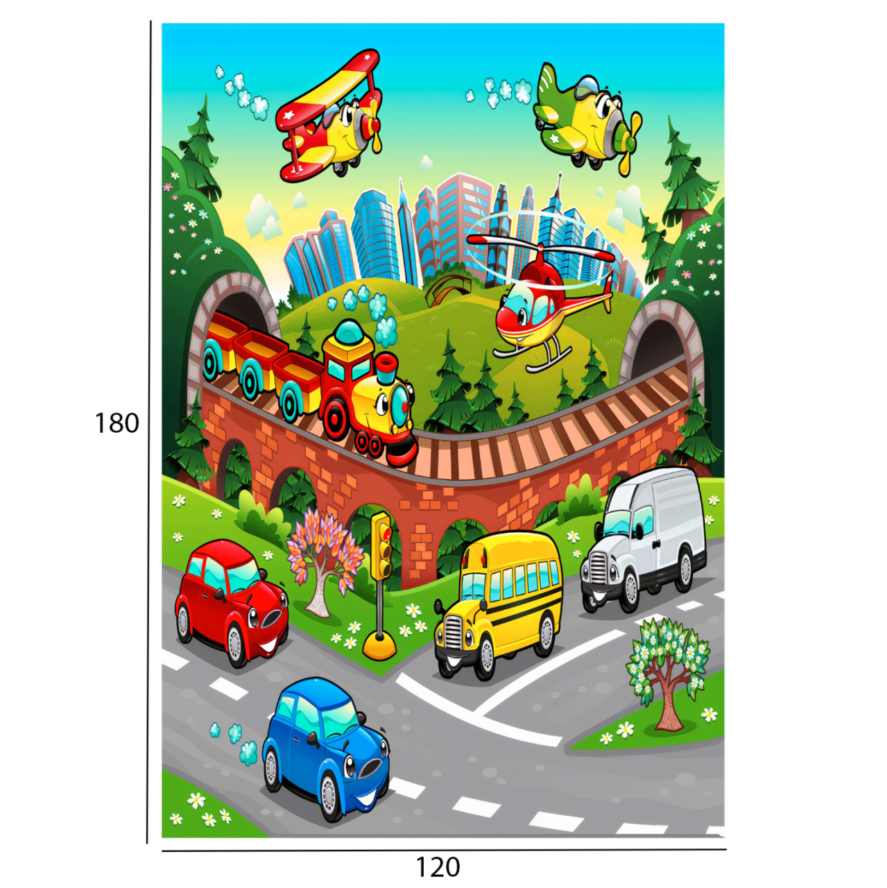 HM7679.13 120Χ180cm, kids rug with various means of transport, fringes [2]