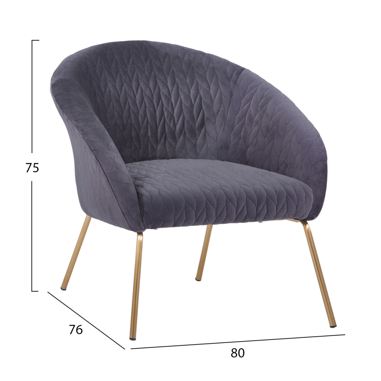 HM8549.01 Armchair Joyce Velvet Grey,metallic legs, 80x76x75 [2]