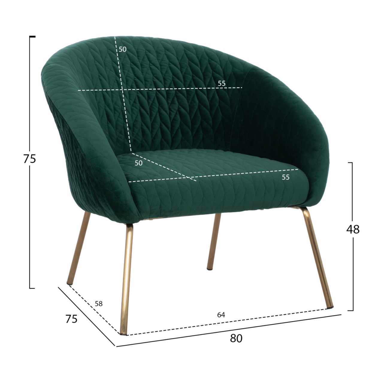 HM8549.03 armchair JOYCE, cypress green velvet, metallic legs [2]