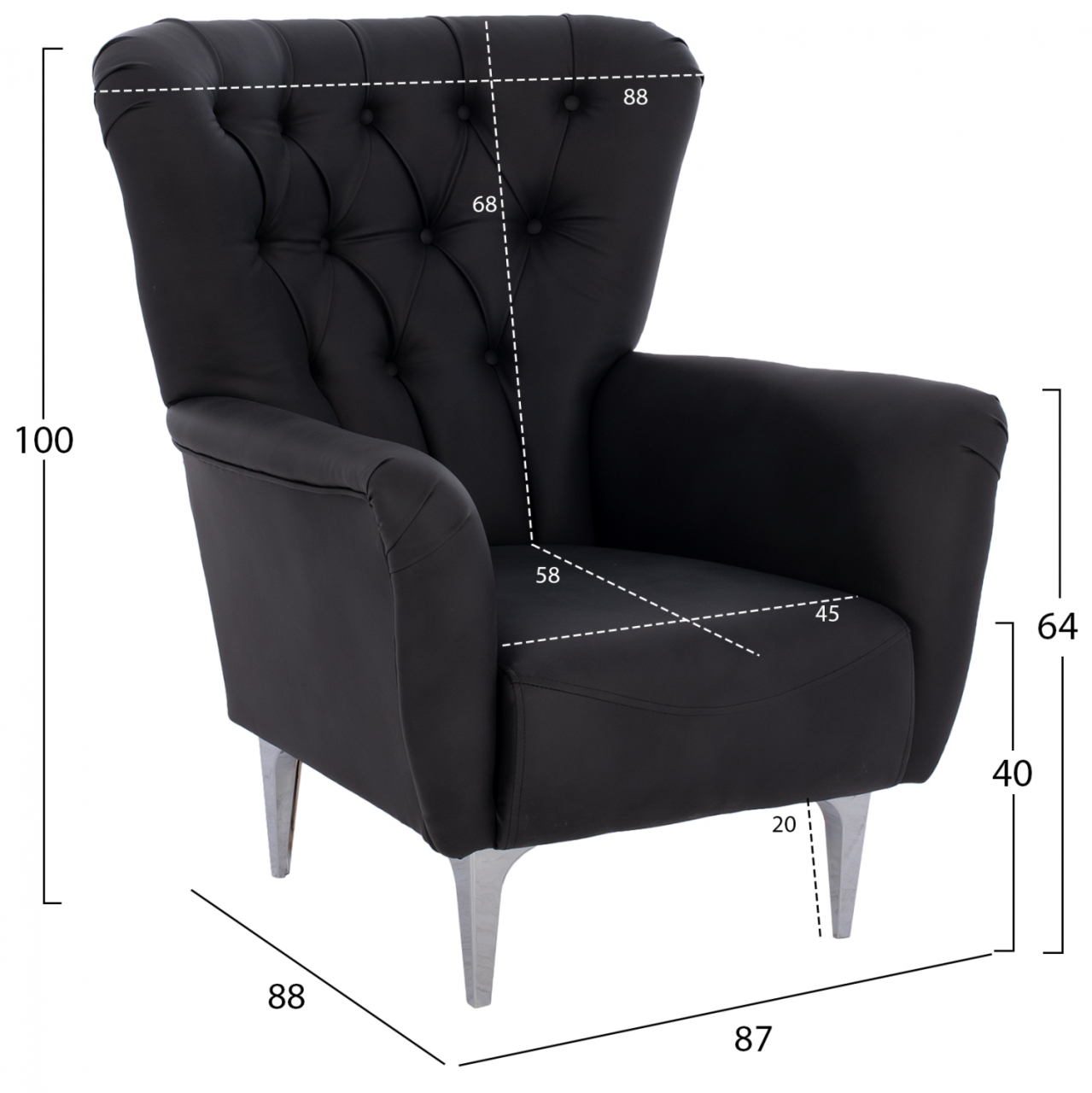 HM9217.01 bergere, black, Chesterfield-style, 87x88x100 [2]