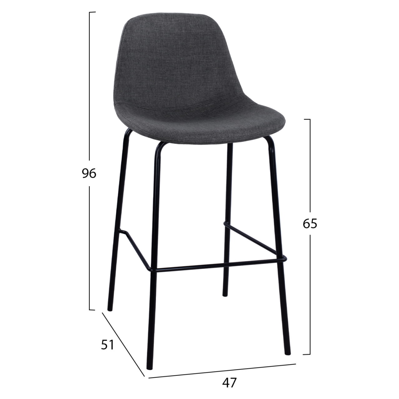HM9298.10 bar stool, grey fabric, metal legs, 47x51x96 [2]