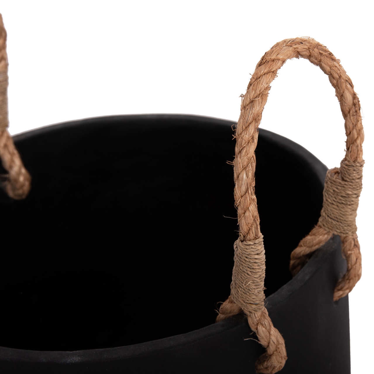 INDOOR PLANTER/POT SERIES TRYLL FB94690M FIBER CEMENT IN BLACK and ROPE Φ31x31Hcm. [9]
