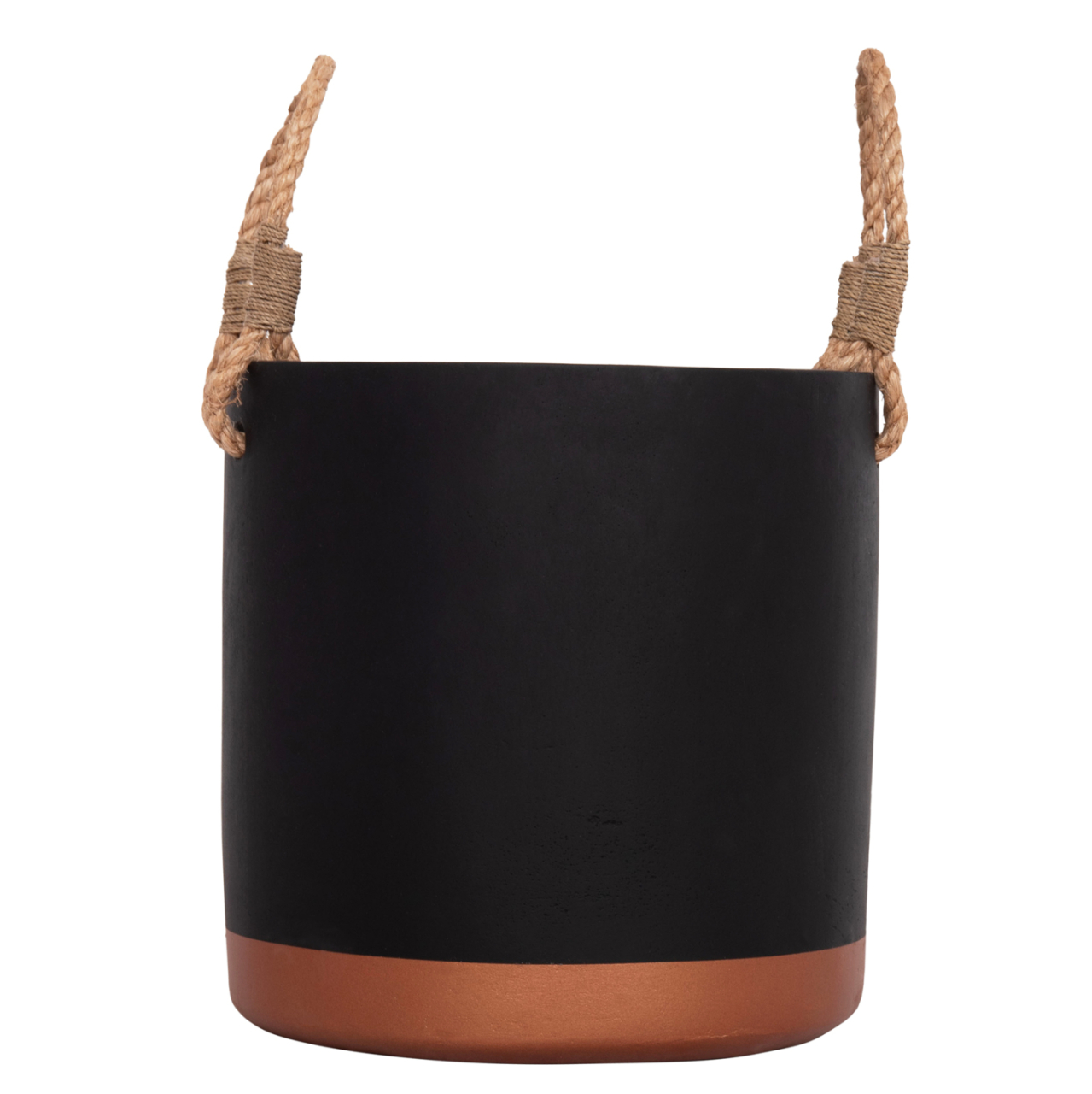 INDOOR PLANTER/POT SERIES TRYLL FB94690M FIBER CEMENT IN BLACK and ROPE Φ31x31Hcm. [3]
