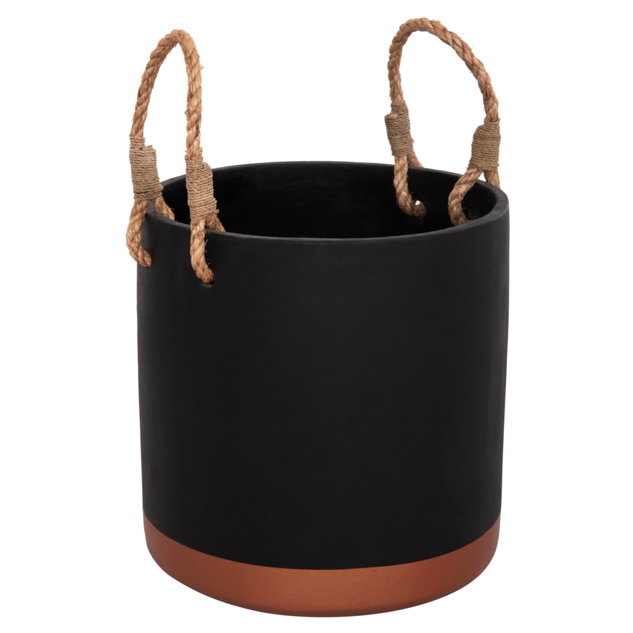 INDOOR PLANTER/POT SERIES TRYLL FB94690M FIBER CEMENT IN BLACK and ROPE Φ31x31Hcm. [5]