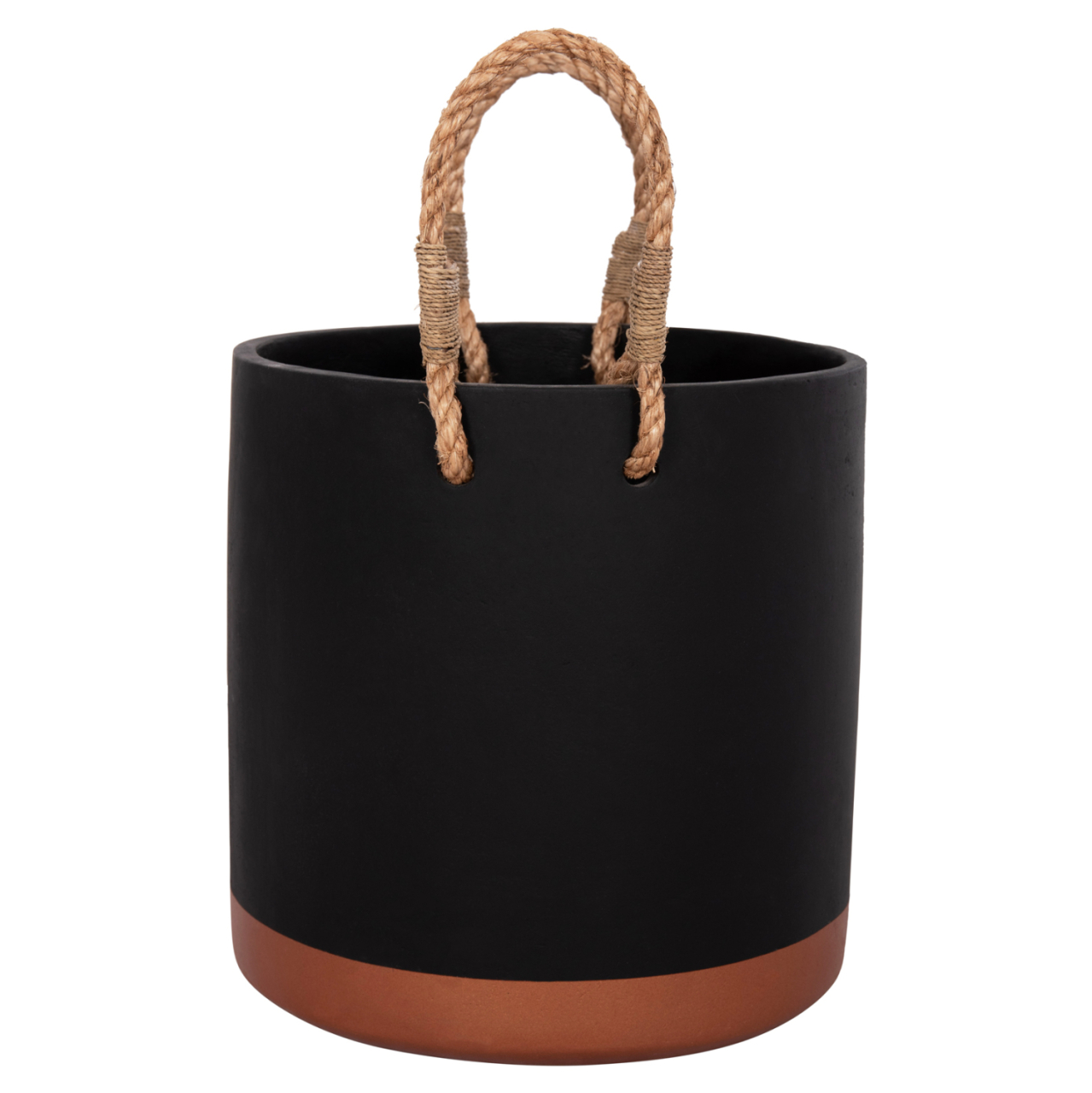 INDOOR PLANTER/POT SERIES TRYLL FB94690M FIBER CEMENT IN BLACK and ROPE Φ31x31Hcm. [4]