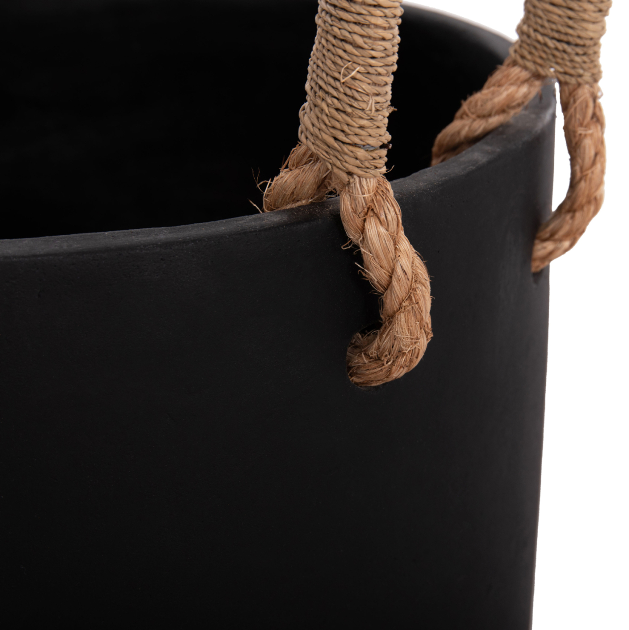 INDOOR PLANTER/POT SERIES TRYLL FB94690M FIBER CEMENT IN BLACK and ROPE Φ31x31Hcm. [10]