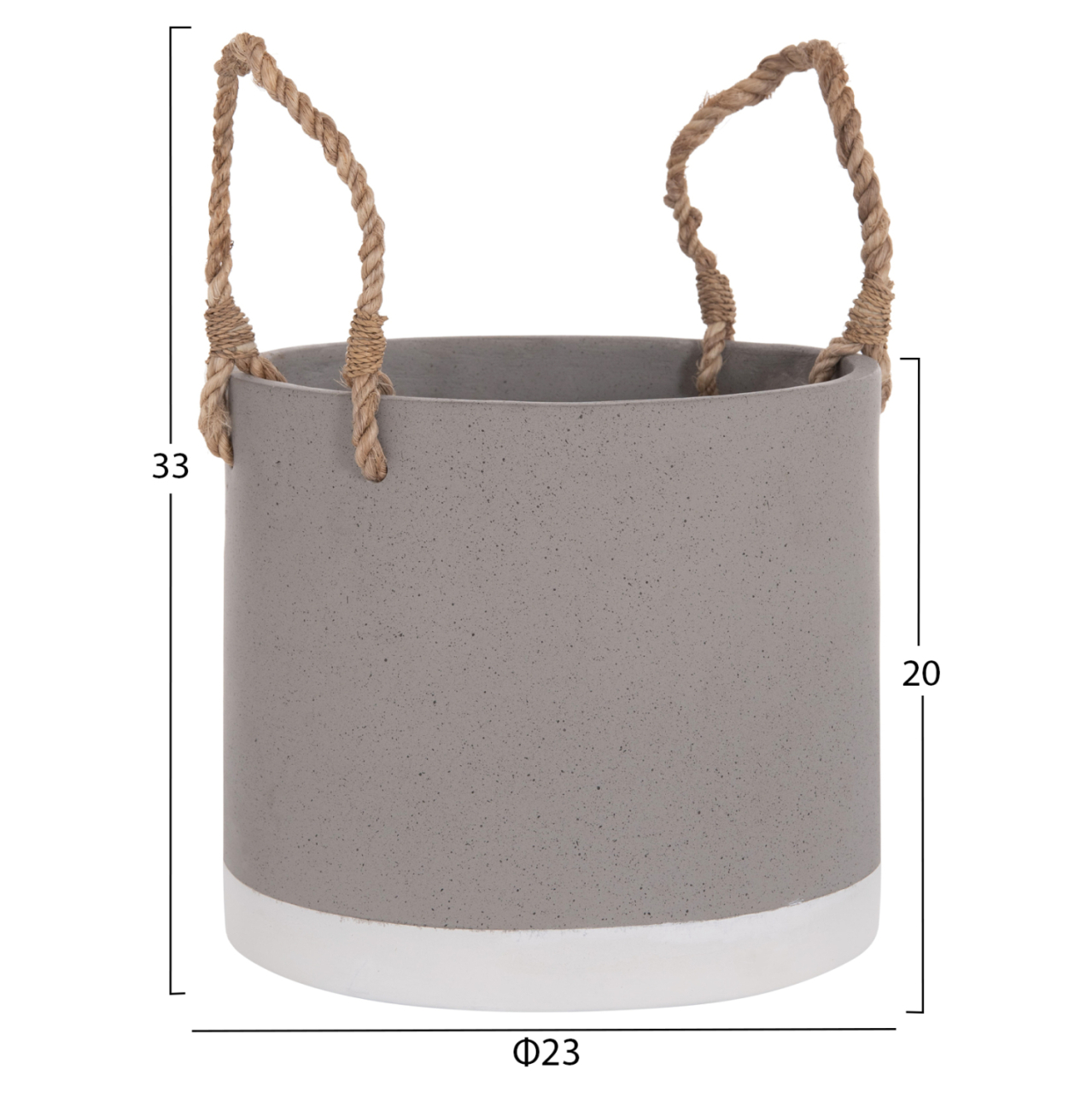 INDOOR PLANTER/POT SERIES TRYLL HM4690S FIBER CEMENT IN GREY and ROPE Φ23x20Hcm. [2]