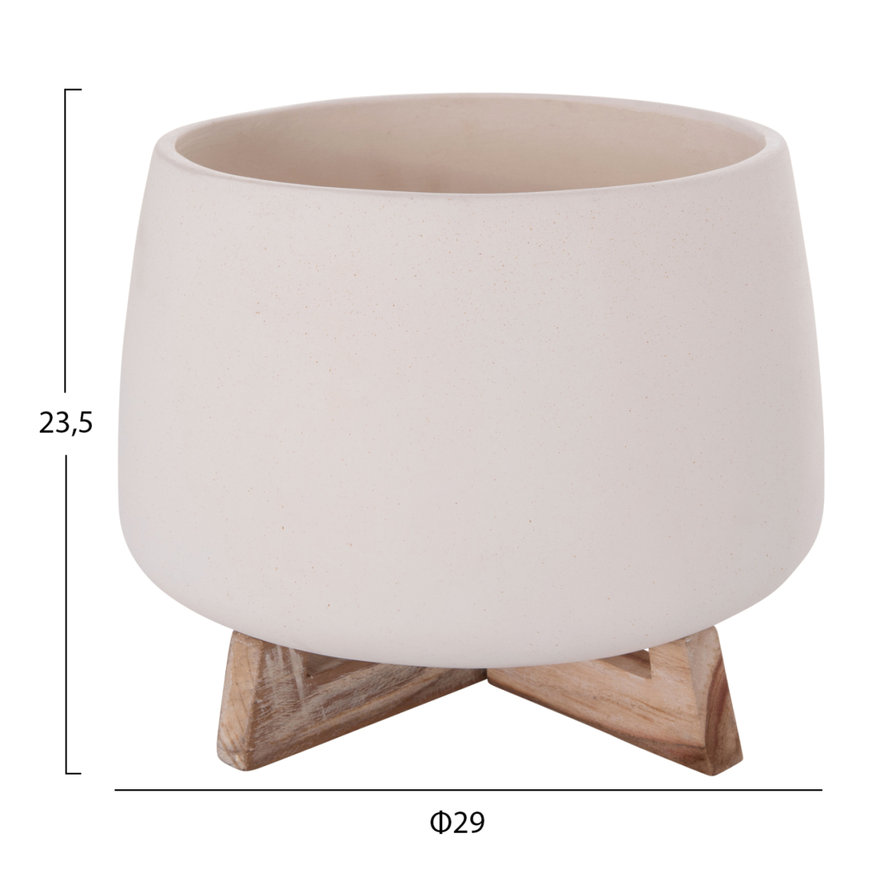 INDOOR POT FRELLO HM4674.02L FIBER CEMENT IN WHITE--TEAK STAND 29x29x23.5Hcm. [2]