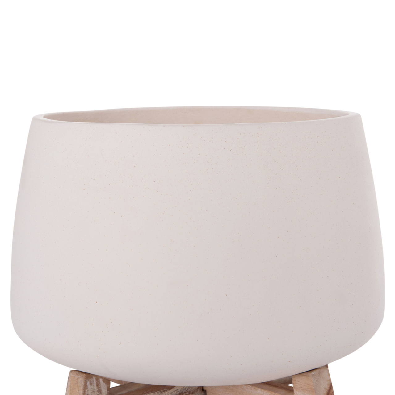 INDOOR POT FRELLO HM4674.02L FIBER CEMENT IN WHITE--TEAK STAND 29x29x23.5Hcm. [4]