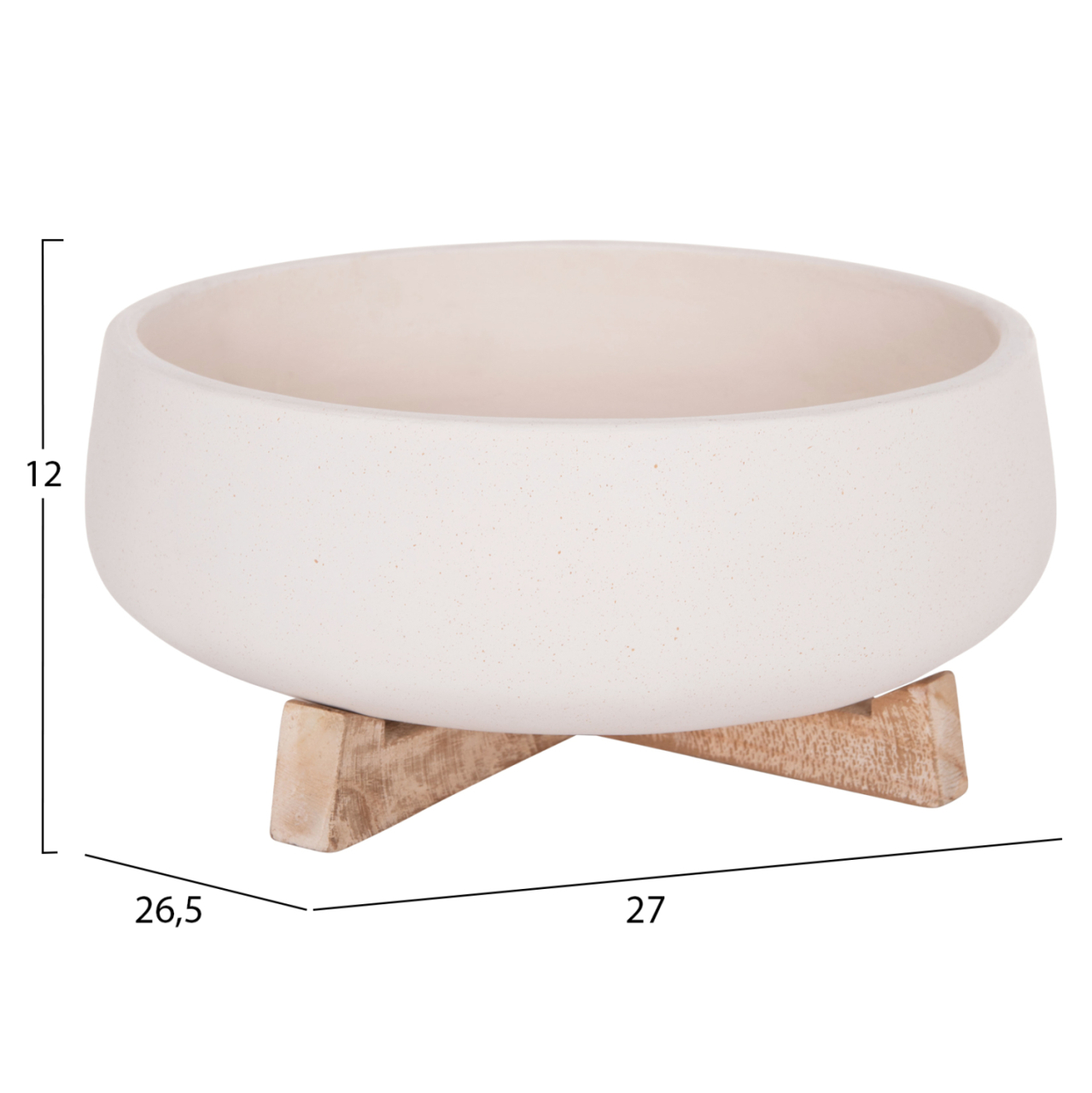 INDOOR POT FRELLO HM4674.02M FIBER CEMENT IN WHITE--TEAK STAND 27x26.5x12Hcm. [2]