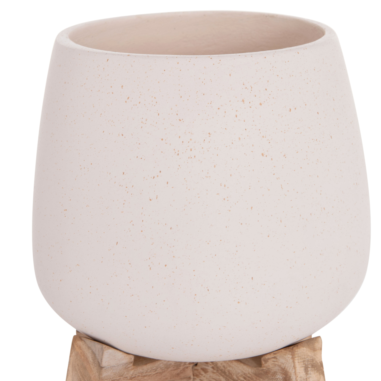 INDOOR POT FRELLO HM4674.02S FIBER CEMENT IN WHITE--TEAK STAND 14.5x14.5x16Hcm. [9]