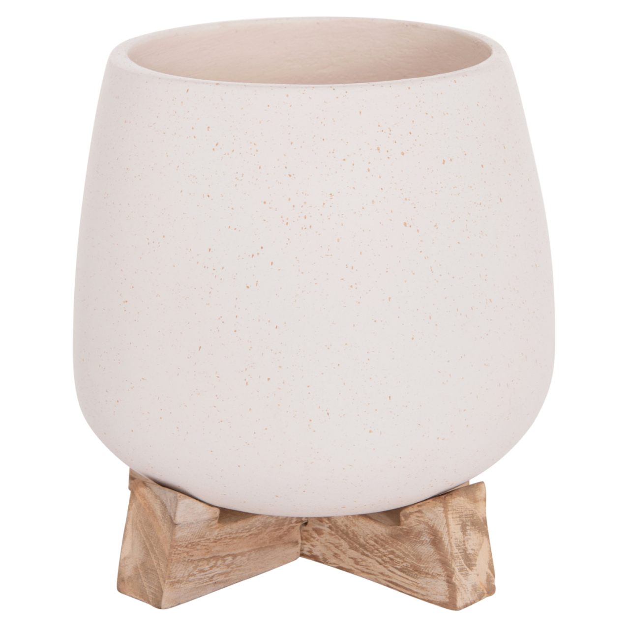 INDOOR POT FRELLO HM4674.02S FIBER CEMENT IN WHITE--TEAK STAND 14.5x14.5x16Hcm. [5]