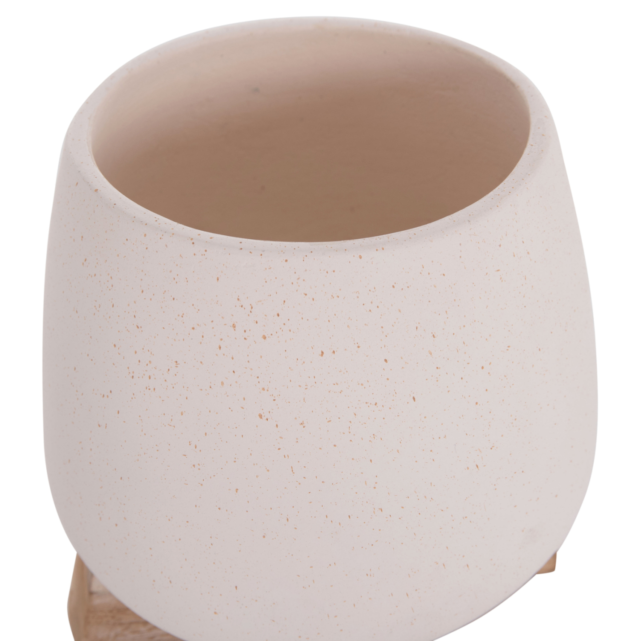 INDOOR POT FRELLO HM4674.02S FIBER CEMENT IN WHITE--TEAK STAND 14.5x14.5x16Hcm. [8]