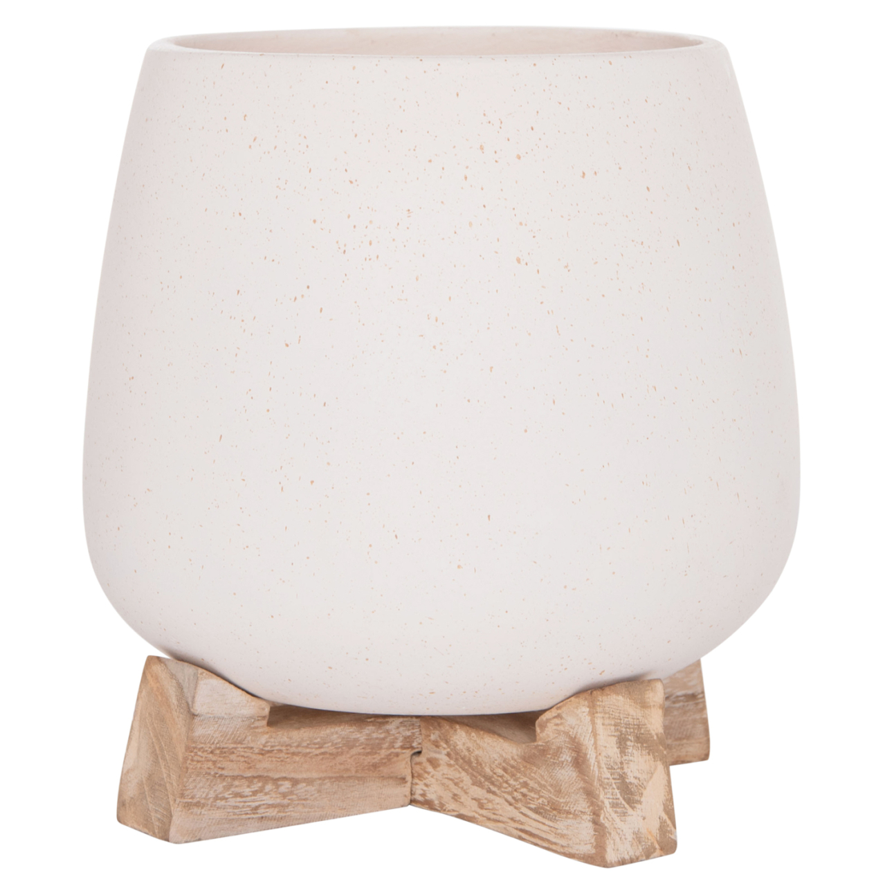 INDOOR POT FRELLO HM4674.02S FIBER CEMENT IN WHITE--TEAK STAND 14.5x14.5x16Hcm. [4]