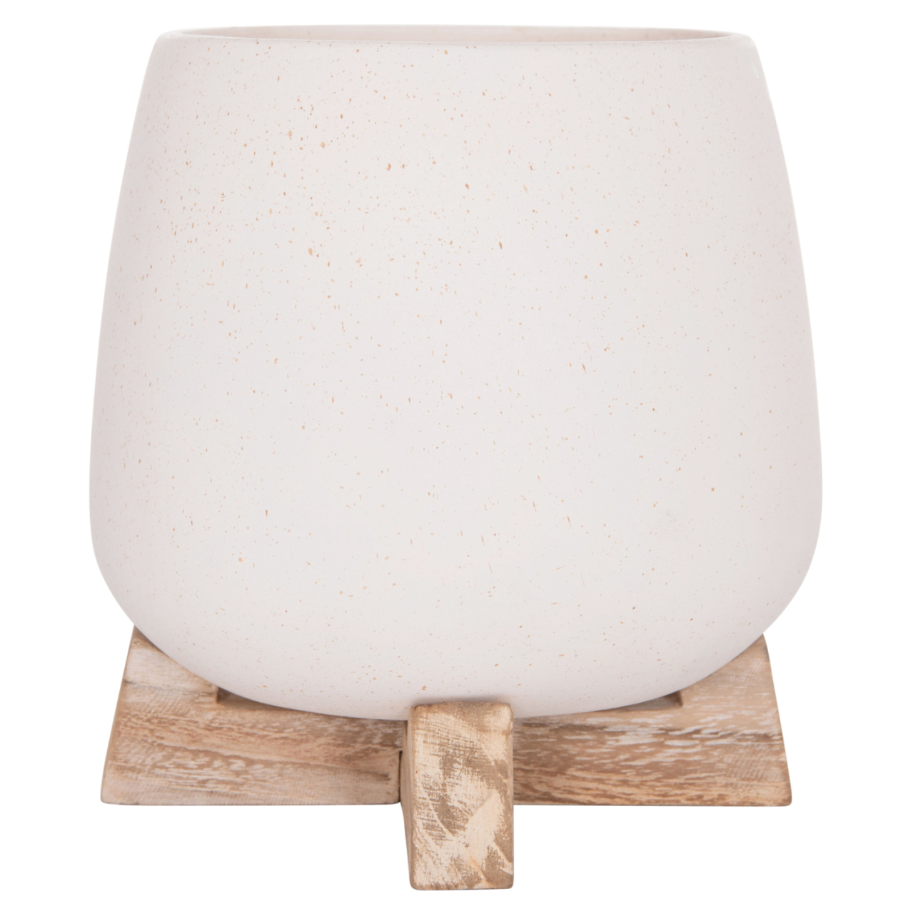 INDOOR POT FRELLO HM4674.02S FIBER CEMENT IN WHITE--TEAK STAND 14.5x14.5x16Hcm. [3]