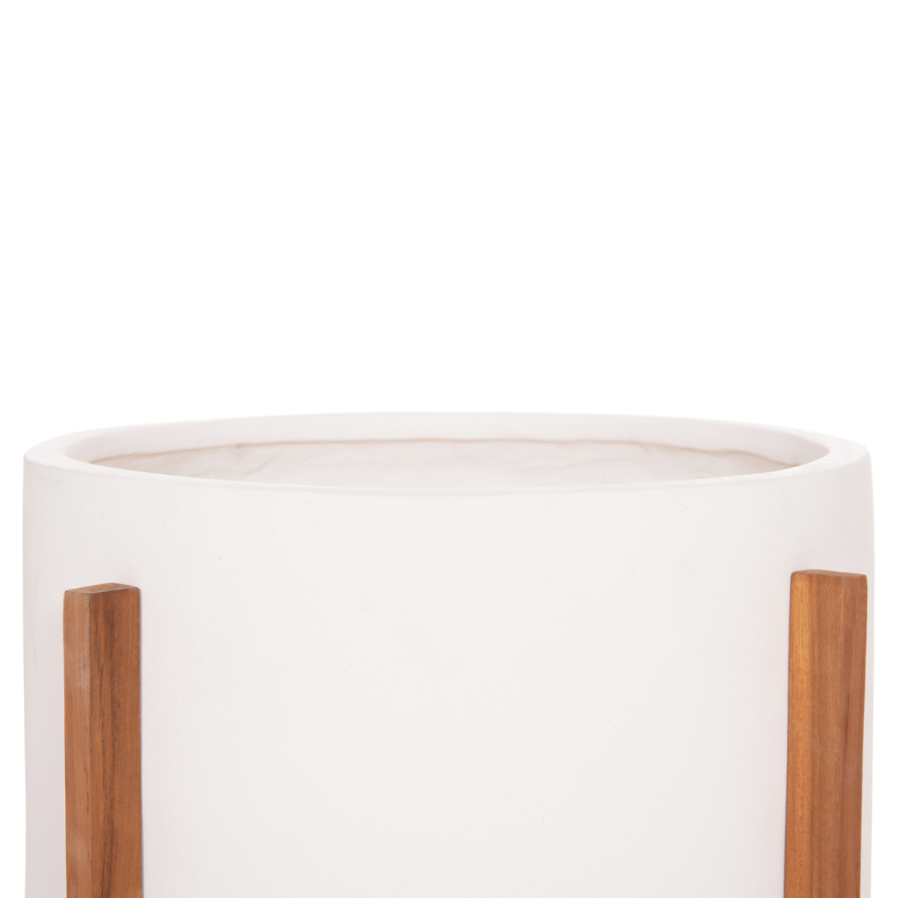 INDOOR POT HOFF HM4682.02L FIBER CEMENT IN WHITE COLOR--TEAK BASE Φ50x35Hcm [5]