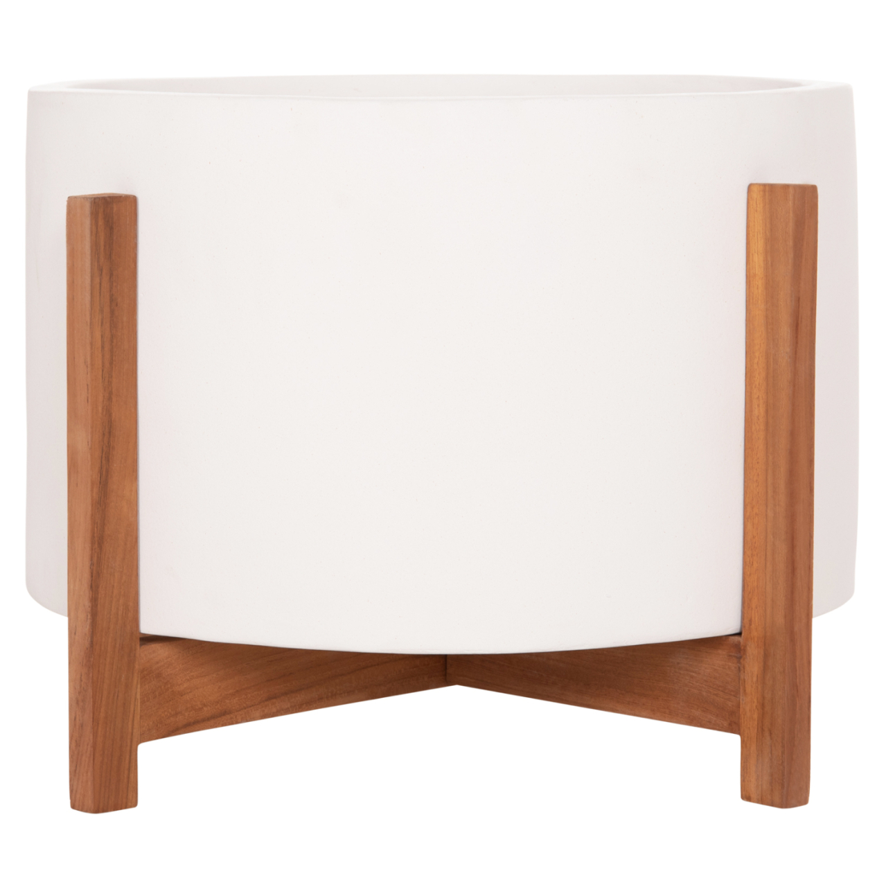 INDOOR POT HOFF HM4682.02L FIBER CEMENT IN WHITE COLOR--TEAK BASE Φ50x35Hcm [3]