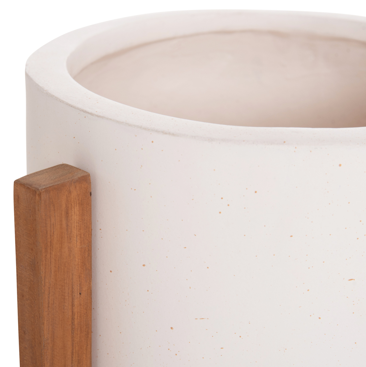 INDOOR POT HOFF HM4682.02S FIBER CEMENT IN WHITE--TEAK BASE Φ33x42Hcm [9]