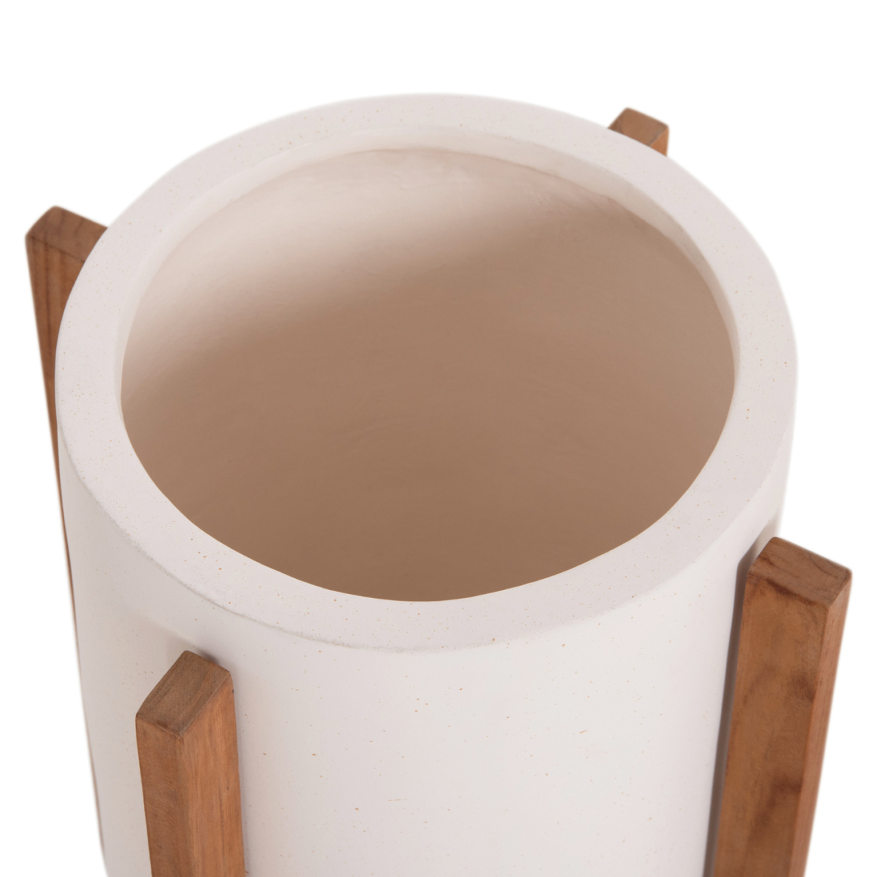 INDOOR POT HOFF HM4682.02S FIBER CEMENT IN WHITE--TEAK BASE Φ33x42Hcm [10]