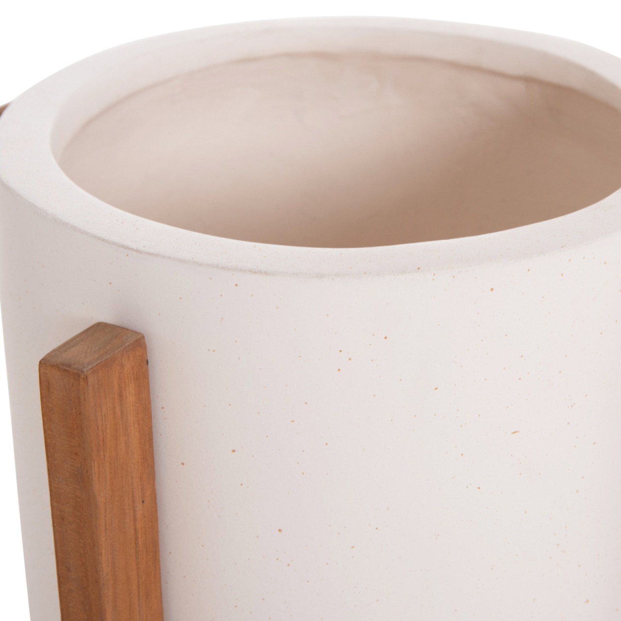 INDOOR POT HOFF HM4682.02S FIBER CEMENT IN WHITE--TEAK BASE Φ33x42Hcm [7]