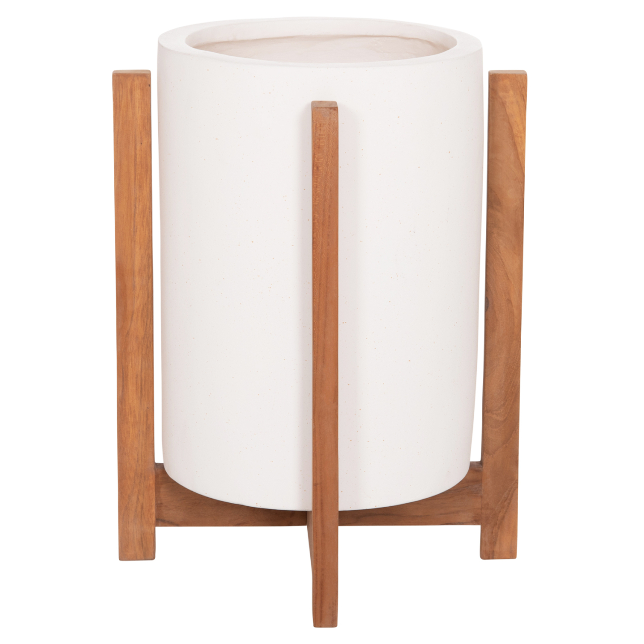 INDOOR POT HOFF HM4682.02S FIBER CEMENT IN WHITE--TEAK BASE Φ33x42Hcm [6]