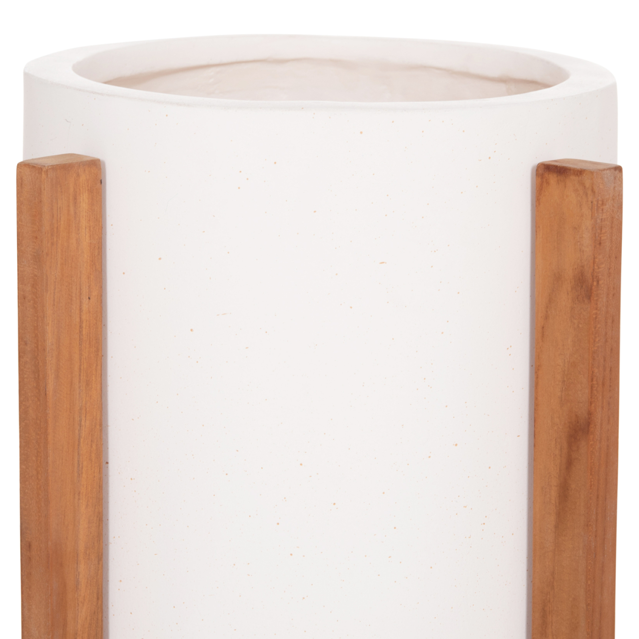 INDOOR POT HOFF HM4682.02S FIBER CEMENT IN WHITE--TEAK BASE Φ33x42Hcm [4]