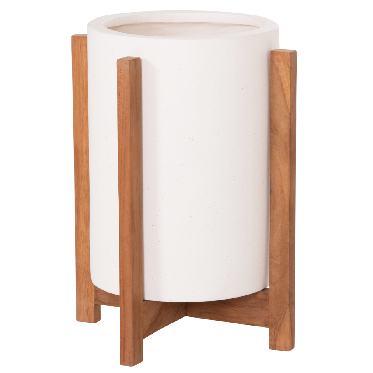 INDOOR POT HOFF HM4682.02S FIBER CEMENT IN WHITE--TEAK BASE Φ33x42Hcm [8]