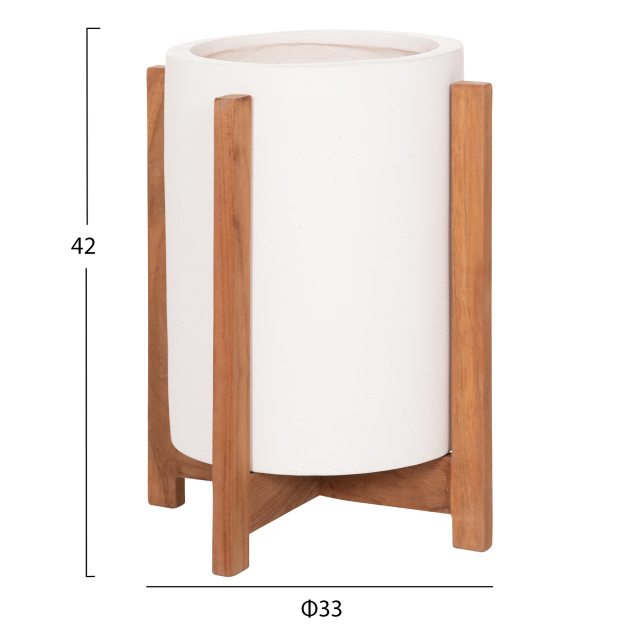 INDOOR POT HOFF HM4682.02S FIBER CEMENT IN WHITE--TEAK BASE Φ33x42Hcm [2]