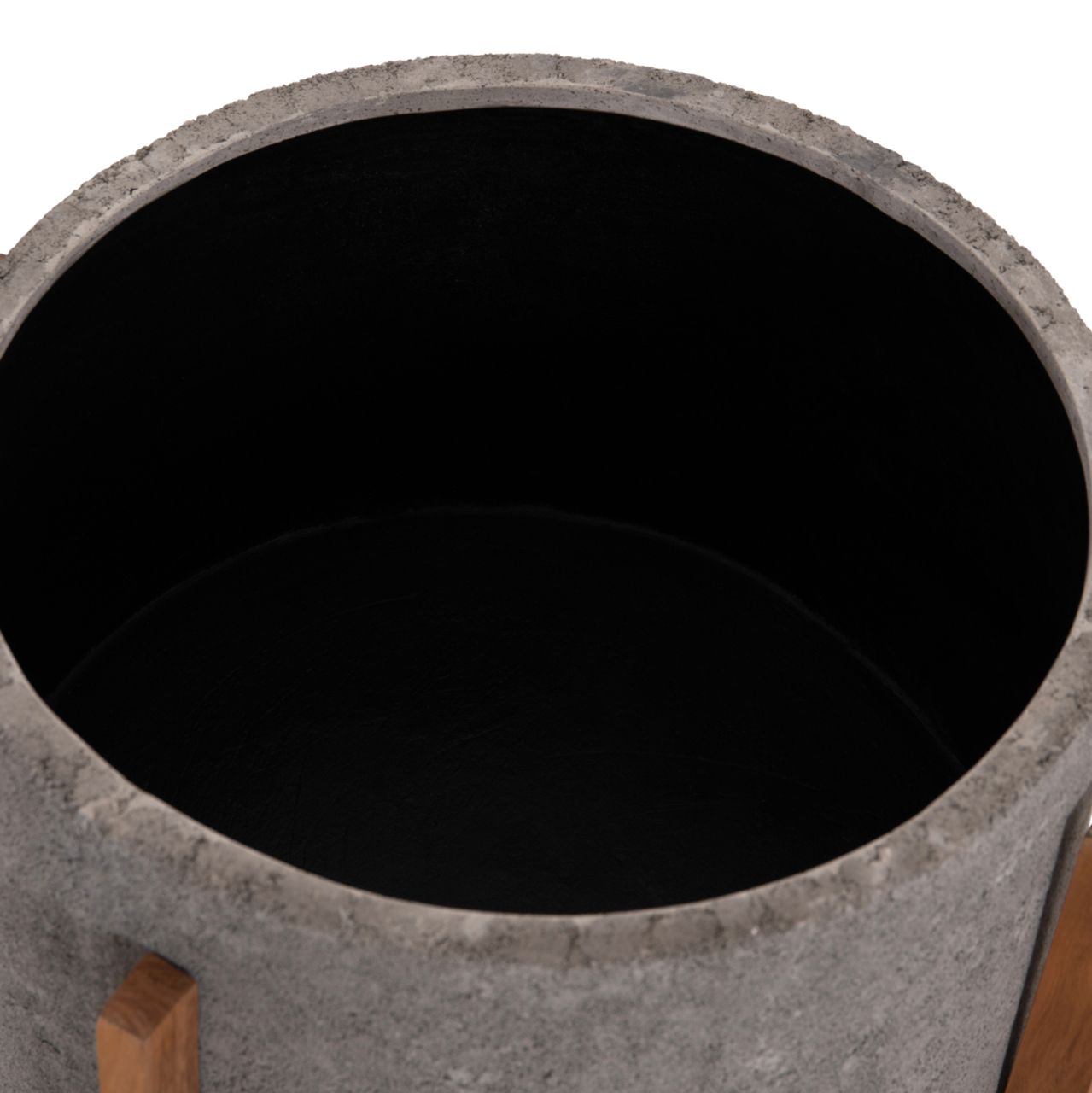 INDOOR POT HOFF HM4682.03L FIBER CEMENT IN GREY--TEAK BASE Φ50x35Hcm [10]