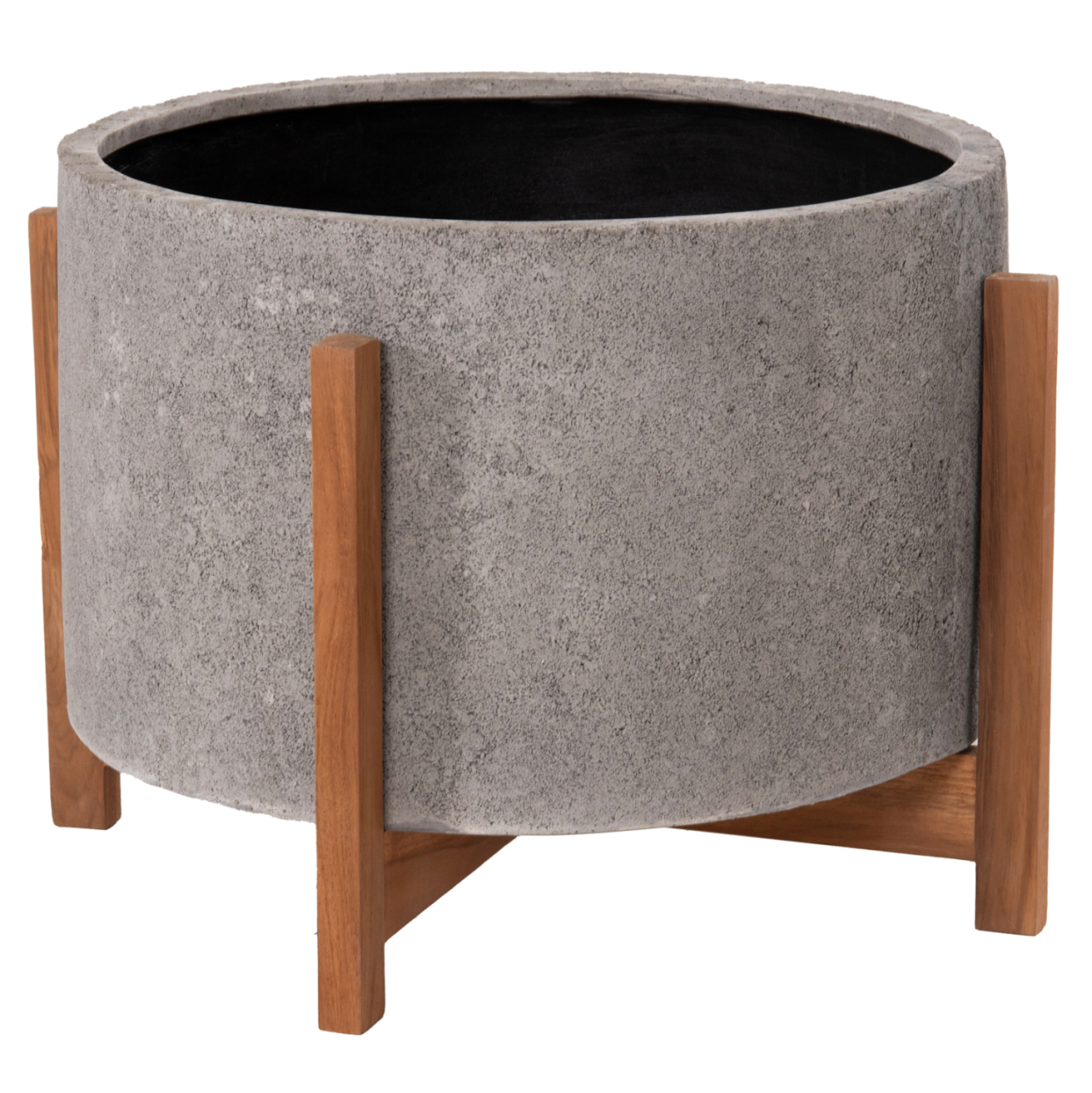 INDOOR POT HOFF HM4682.03L FIBER CEMENT IN GREY--TEAK BASE Φ50x35Hcm [7]