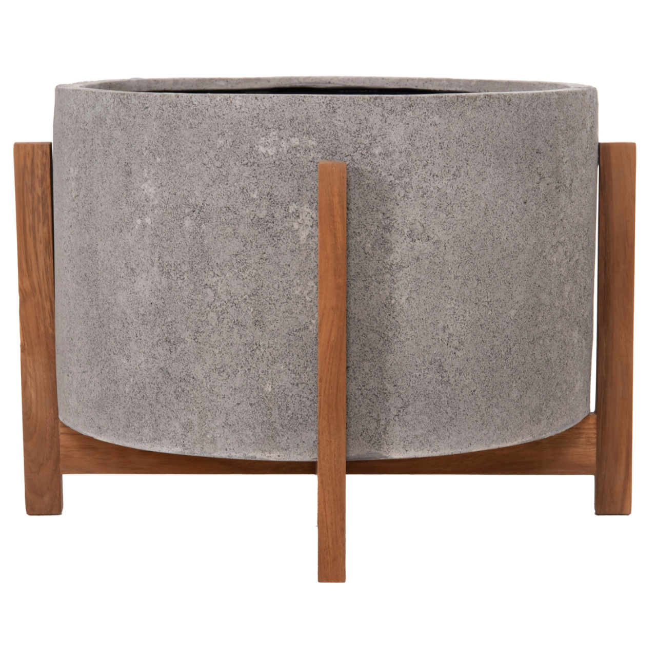 INDOOR POT HOFF HM4682.03L FIBER CEMENT IN GREY--TEAK BASE Φ50x35Hcm [6]