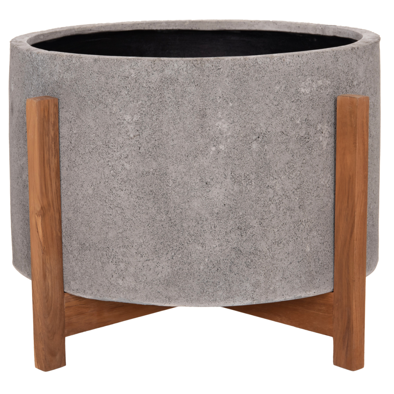 INDOOR POT HOFF HM4682.03L FIBER CEMENT IN GREY--TEAK BASE Φ50x35Hcm [3]