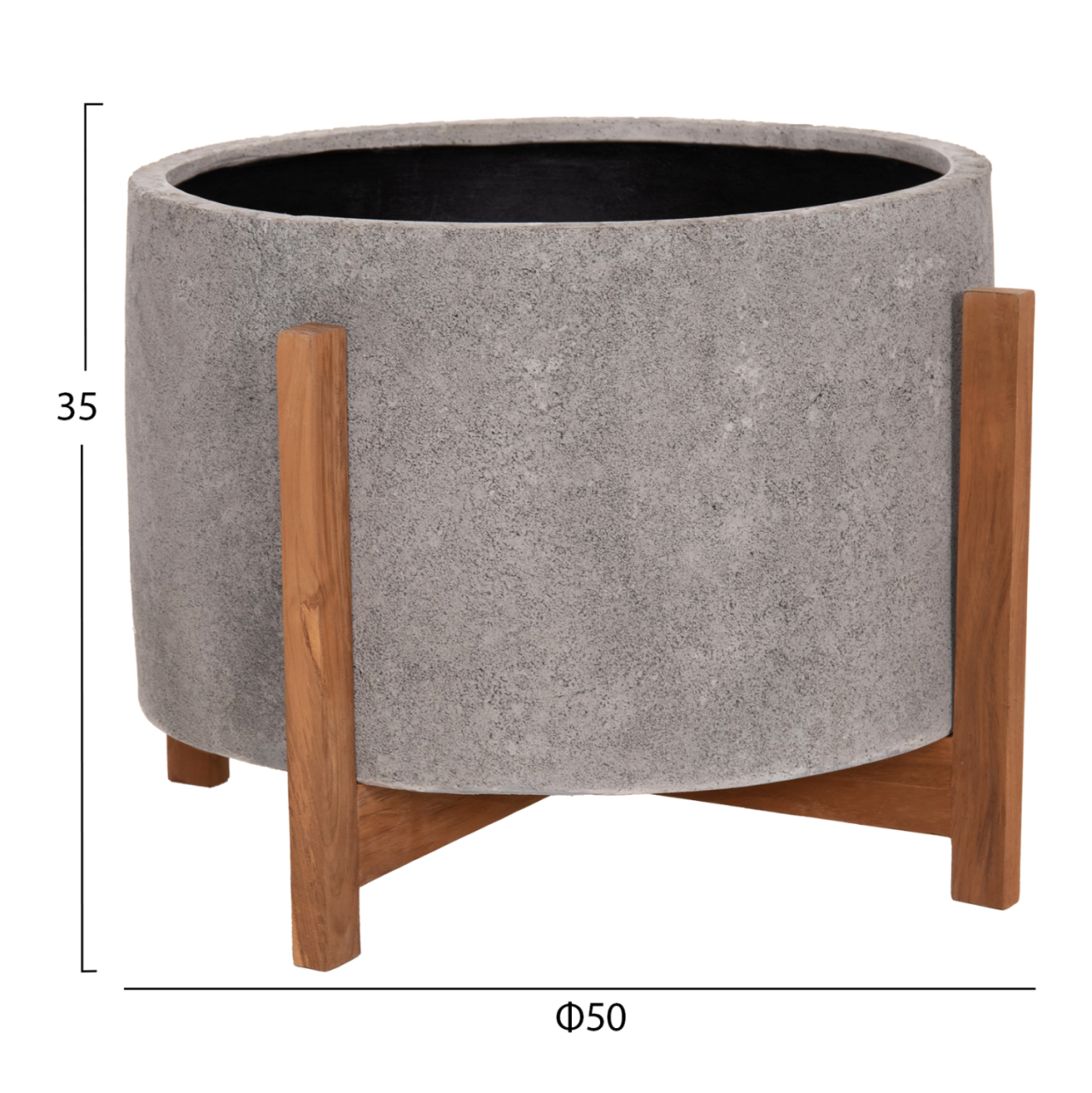 INDOOR POT HOFF HM4682.03L FIBER CEMENT IN GREY--TEAK BASE Φ50x35Hcm [2]